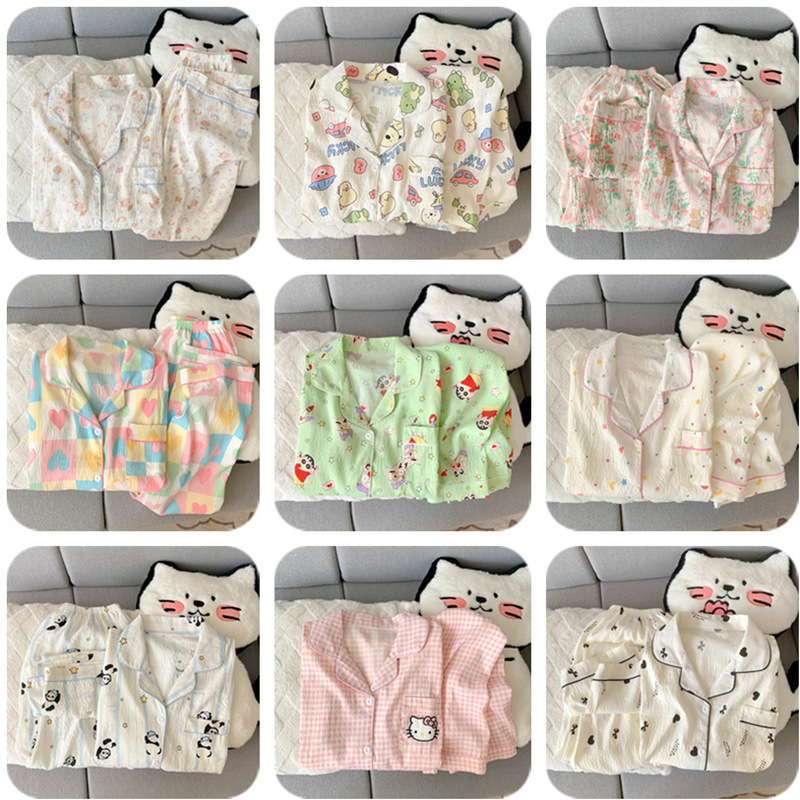 E-Commerce Hot-Selling Export Autumn and Winter New Style Cloud Cotton Lapel Long-Sleeved Pants Pajamas Women's Cardigan Cartoon Home Clothes E-Commerce Hot-Selling Export Autumn and Winter New Style Cloud Cotton Lapel Long-Sleeved Pants Pajamas Women's Cardigan Cartoon Home Clothes