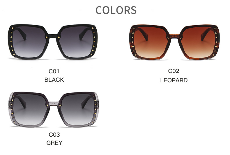 Fashion New Style Large Square Frame Rivet Sunglasses display picture 6