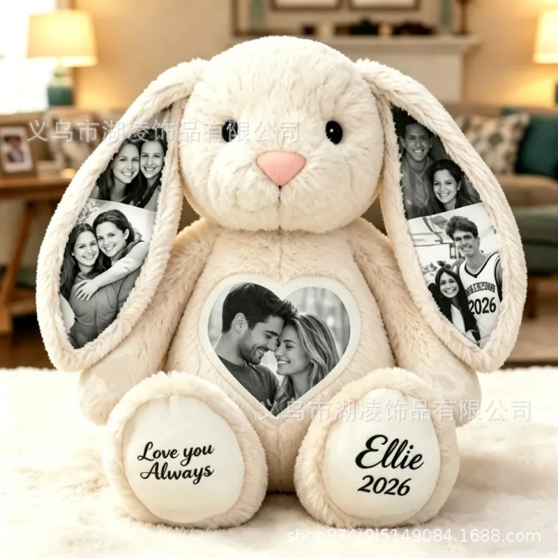 Muñeco de Peluche Conejo Orejas Largas de Algodón PP Bordado Personalizable para Regalos image 5