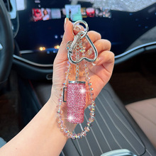创意AB彩水晶串包包挂饰汽车钥匙扣批发女个性小众镶钻水杯钥匙扣