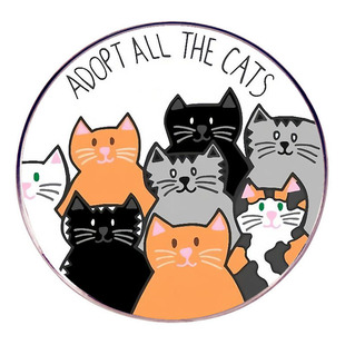 Adopt All Cats Brooch Cartoon Orange Cat Black Cat Pin Badge Metal Alloy Badge Accessories