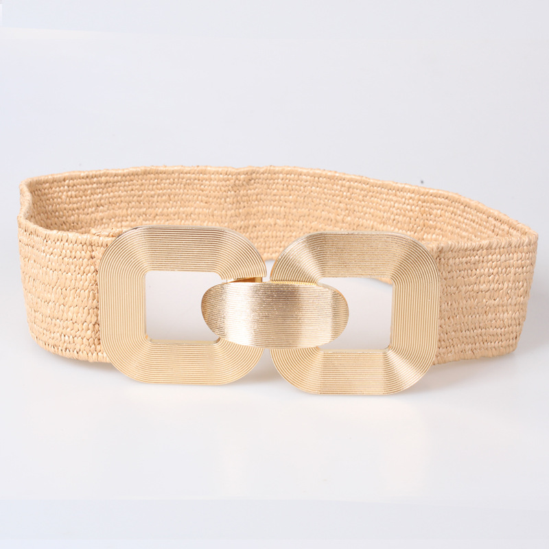 Female Ornament Alloy Woven Solid Color Elastic Wide Belt display picture 4