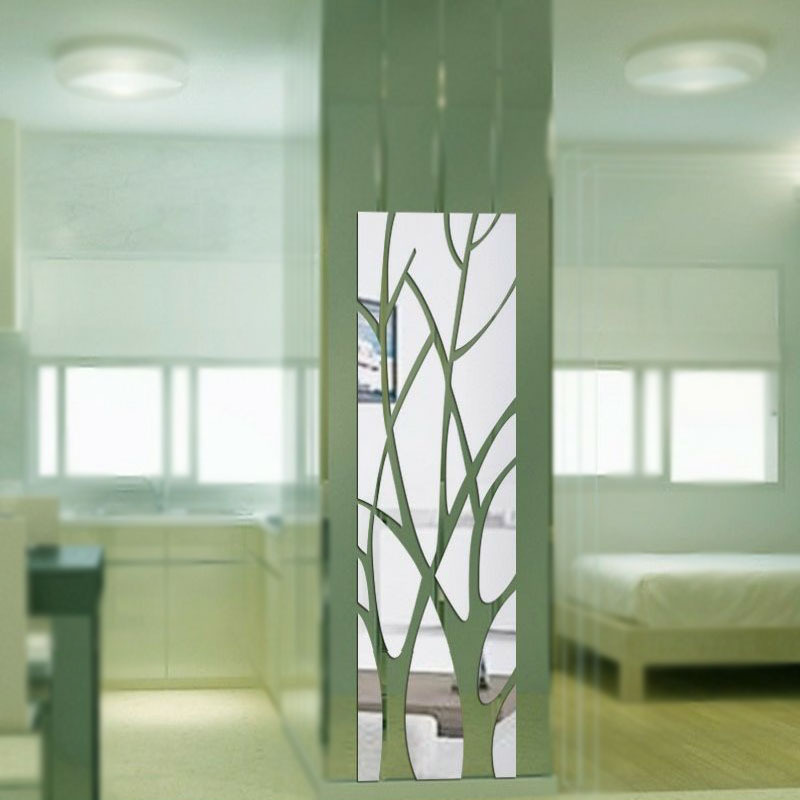 Sticker mural 3D en acrylique, motif branche miroir tridimensionnelle, pour salon, salle à manger, entrée ou fond TV._voghion.com
