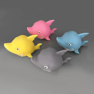 Cross-border supply shark TPR soft glue vent soft cute cartoon shark flour pinch music stall decompression toy