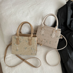 草編手提小方包包女包2024春季新款單肩沙灘包跨境外貿代發斜挎包