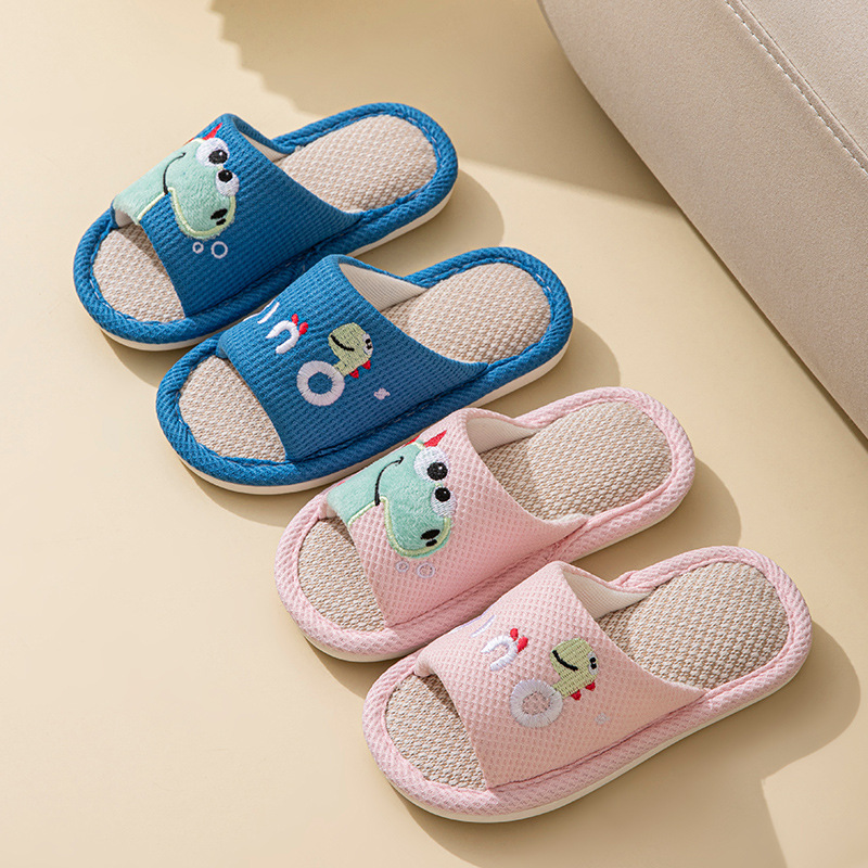 Cartoon Kidsren's Male and Female Baby Linen Open Toe Indoor and Outdoor Home Wooden Floor Pvc Spring, Summer and Autumn Sandals