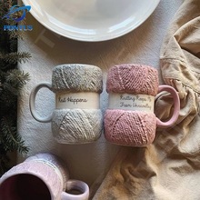 450ML Colorful Wool Ceramics Mugs with Handle Coffee Milk跨