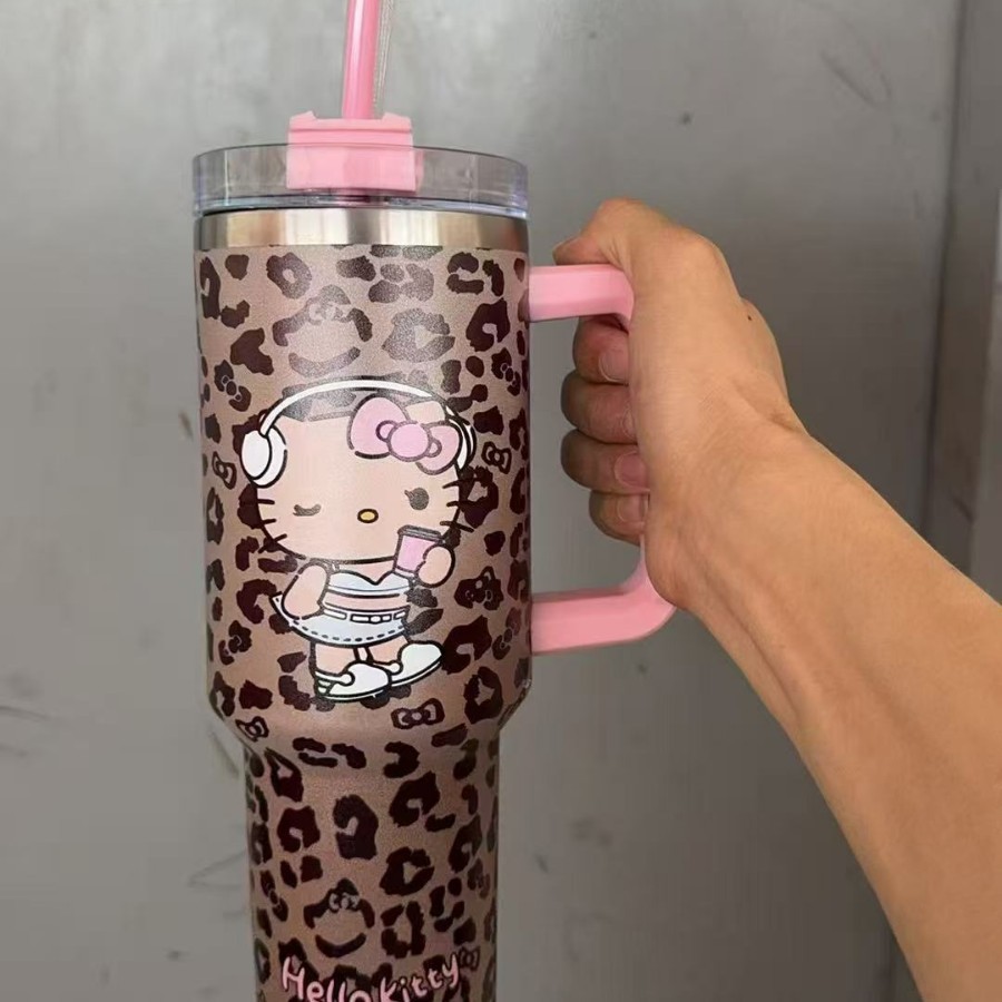 Transfronterizo Amazon 40oz Sanrio dibujos animados KT gato serie termo taza de hielo taza de café portátil con mango