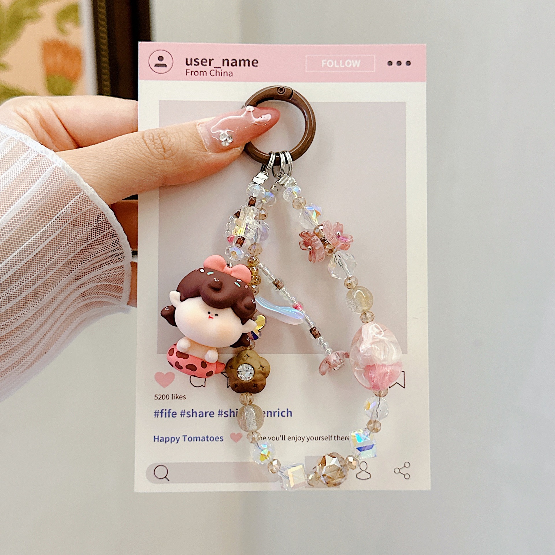 Genuine Lilith linda pintura al óleo estrella nueva aleación cristal resina linda cadena de teléfono móvil bolso colgante de teléfono móvil