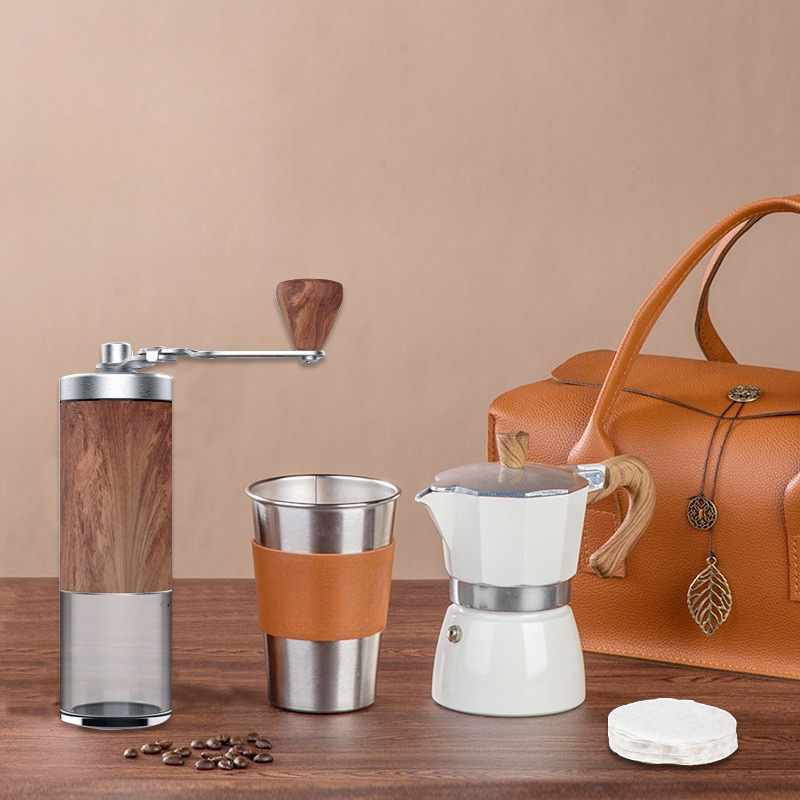 Hand-made Mocha Coffee Pot suit Holiday Gift Single Layer Water Cup with Insulated Leather Cover Gift Coffee Cup Customizable