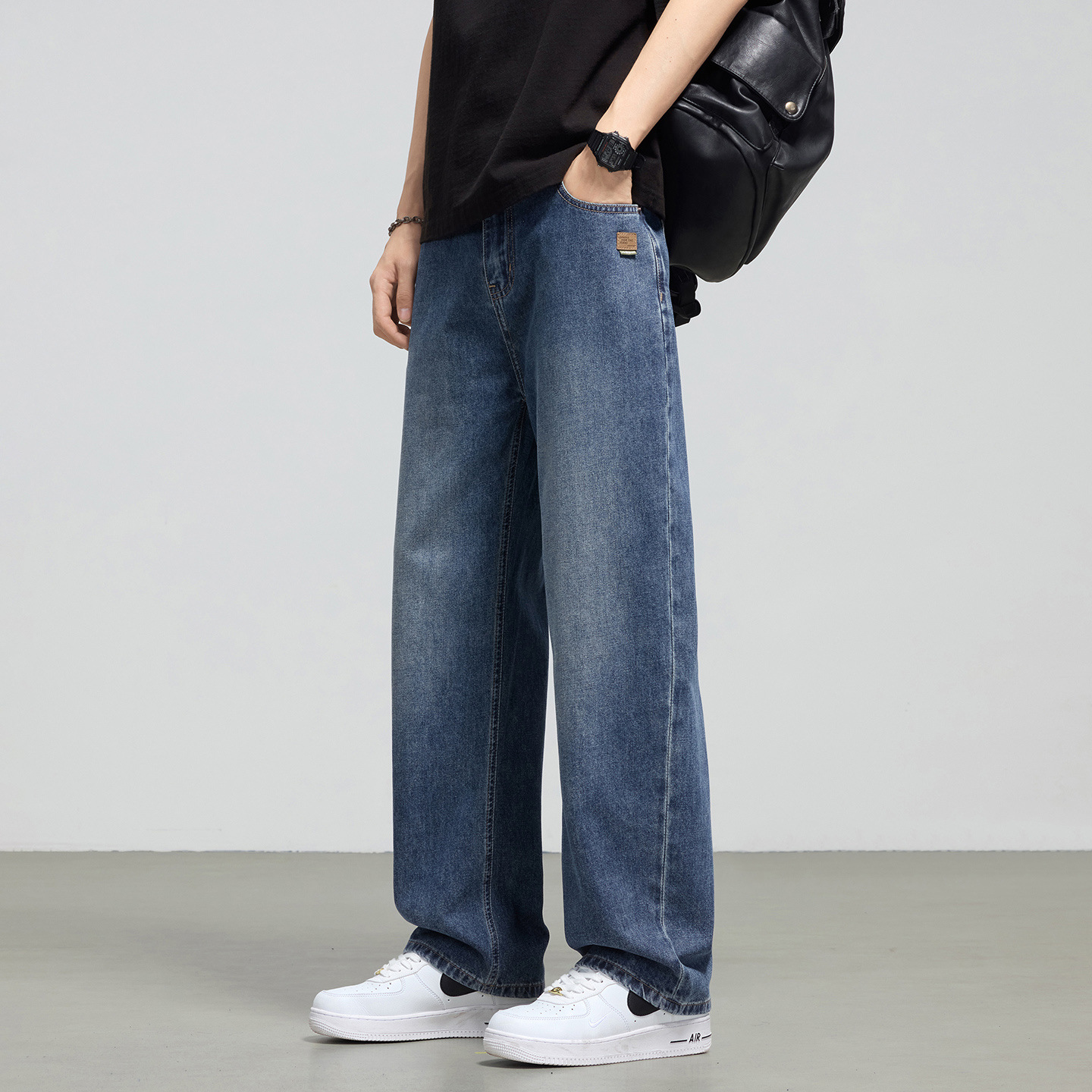 Shanggu ropa de hombre primavera jeans recto para hombres Xintang vaqueros de capital suelta casual hombre pantalones recto de lujo ligero