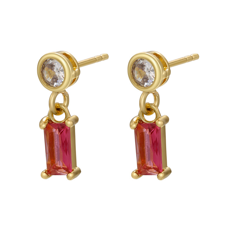 Mode Géométrique Le Cuivre Boucles D'oreilles Placage Incruster Zircon Boucles D'oreilles En Cuivre display picture 3