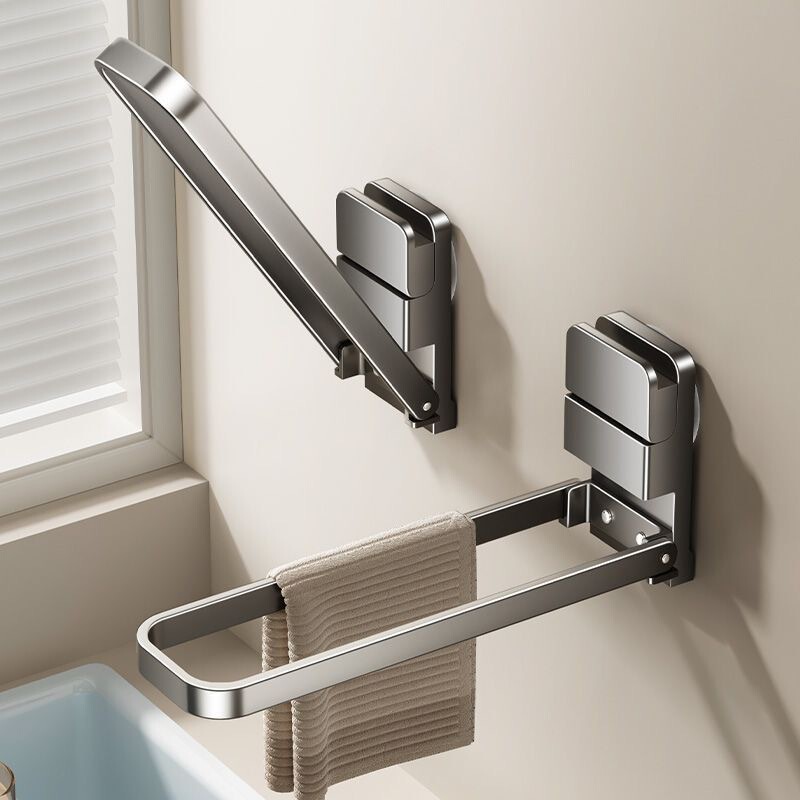 Bathroom Suction Cup Foldable Towel Rack Storage Rack Without Punching Bathroom Wall Hanging Rod Hand Towel Rack