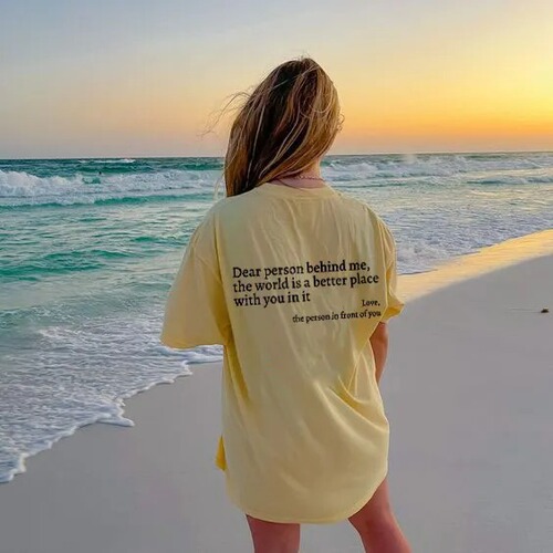 Women's round neck slogan print short sleeve T-shirt for foreign trade independent station, casual and versatile, lightweight.