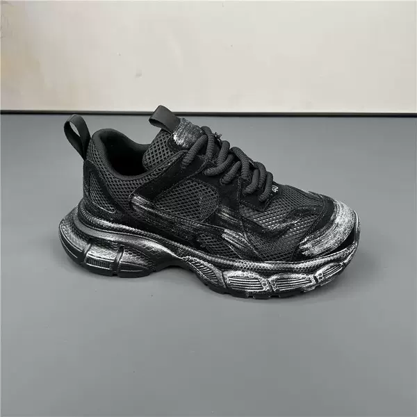 Black genuine leather and mesh