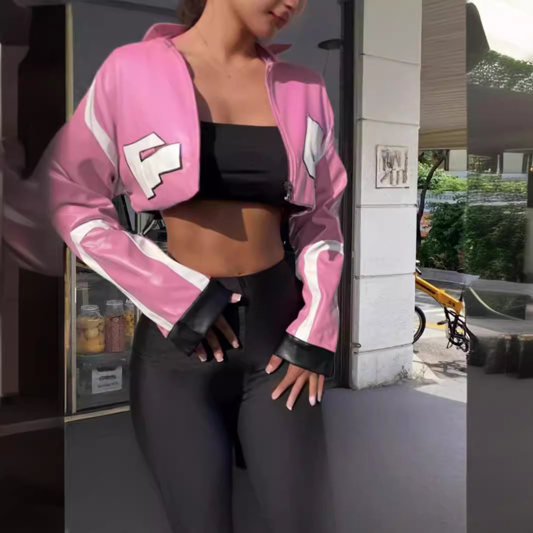 Women's Slim Fit Zip-Up Jacket – Stylish Long Sleeve Outerwear For Autumn & Winter, Streetwear & Rock Fashion_ecoleips.com