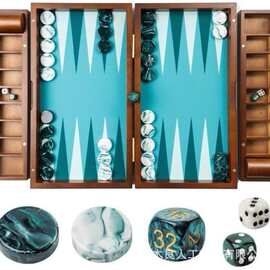 跨境木制国际象棋休闲娱乐木质西洋双陆组合折叠二合一可拆卸托盘