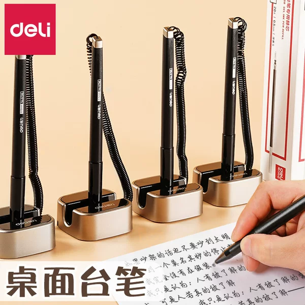 Deli 6796 Pen Champagne Gold Business Gel Pen Bank Front Desk Signature Pen Desktop Desktop Pen Counter