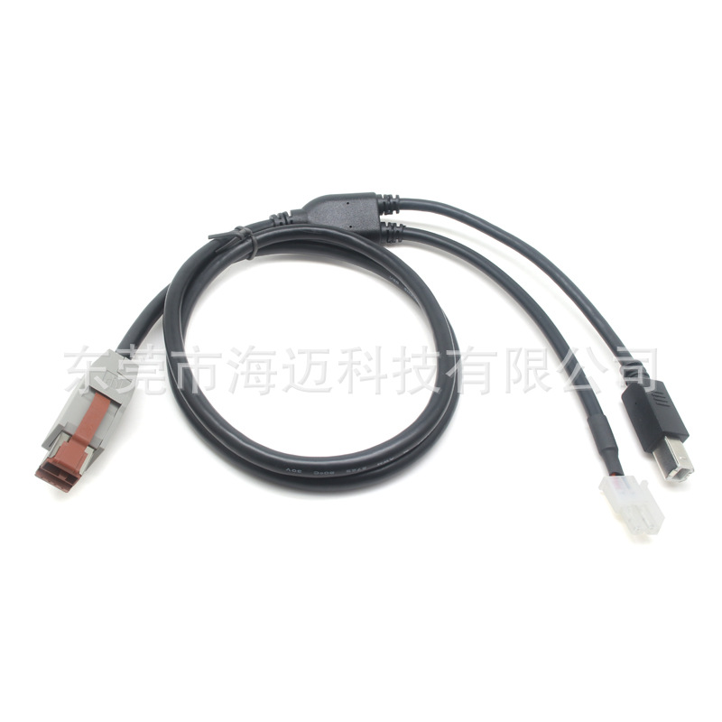 定制24VPOWERED USB 对 USB BM+2P 端子工业设备线 测试连接线