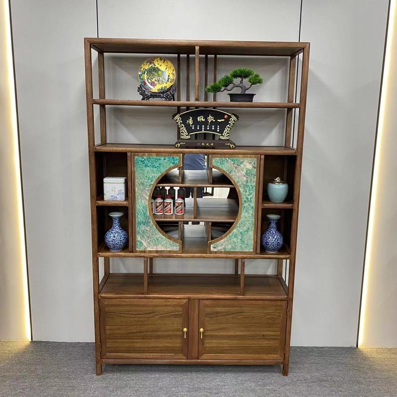 新中式博古架茶室高档装饰品茶叶展示柜办公室置物架客厅隔断摆件|undefined