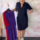 2024 summer new cross-border Amazon fashion Europe and the United States solid color V-neck dress dress women's clothing