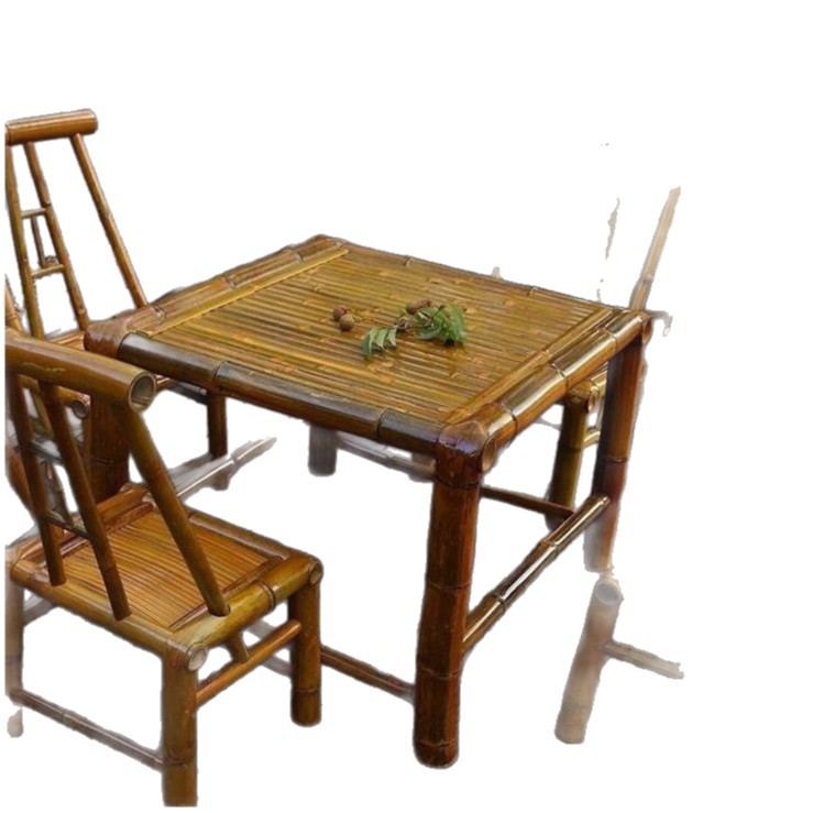 Mesa y silla de bambú de patio retro combinación de sillas de bambú mesas de bambú antiguas mesas cuadradas al aire libre mesas de té muebles de bambú