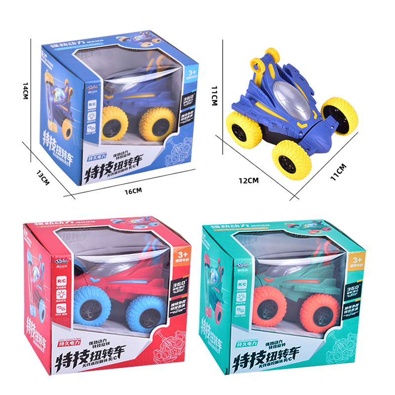Venta caliente transfronteriza de cuatro vías de control remoto inalámbrico coche de acrobacias rodantes con luz eléctrica volquete coche niño coche de juguete de control remoto
