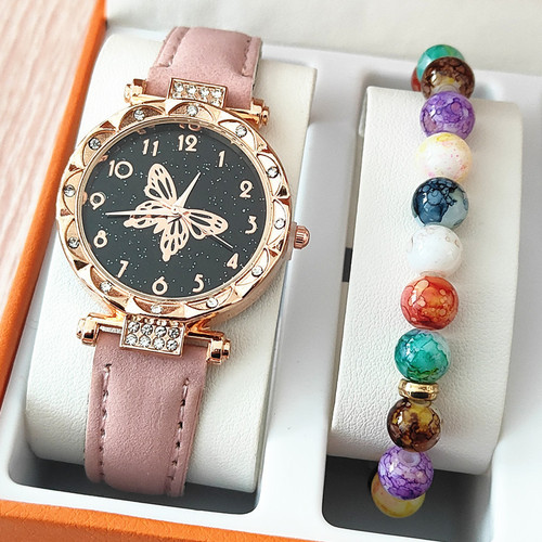 DuoDuo Cross-Border SHEIN Women's Butterfly Watch, European and American Best-Selling Fashion Quartz Watch with Starry Sky Bracelet