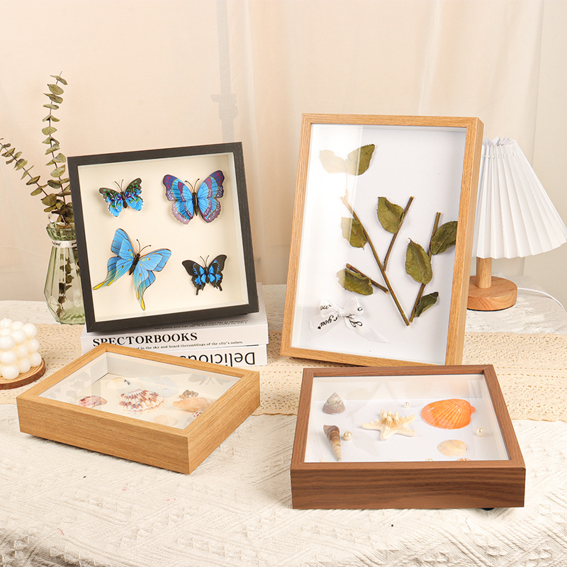 立體中空3cm蝴蝶標本展示框diy創意植物動物昆蟲收納相框擺台框架