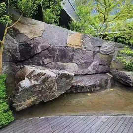 天然大理石蘑菇石花岗岩石皮电视背景墙自然面毛石别墅水景墙石材