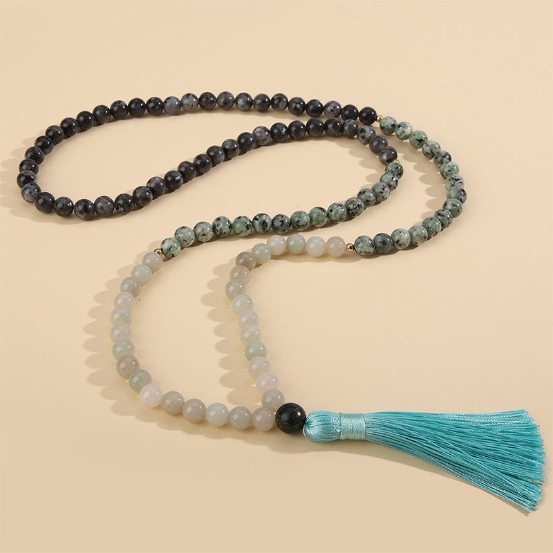 Bohemian Geometric natural stone Tassel Necklace 1 Piece
