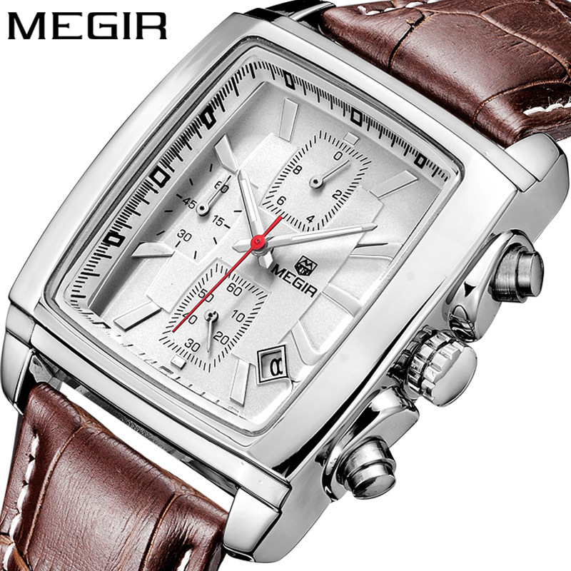 Megir Men's Watch Cross-Border Popular Multi-Functional Six-Pin Men's Watch Genuine Leather Sports Watch 2028g