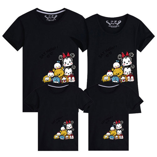 Mickey parent-child short-sleeved clothing for a family of three or four when traveling, western-style family clothing, kindergarten activity class clothing, mother-daughter clothing T