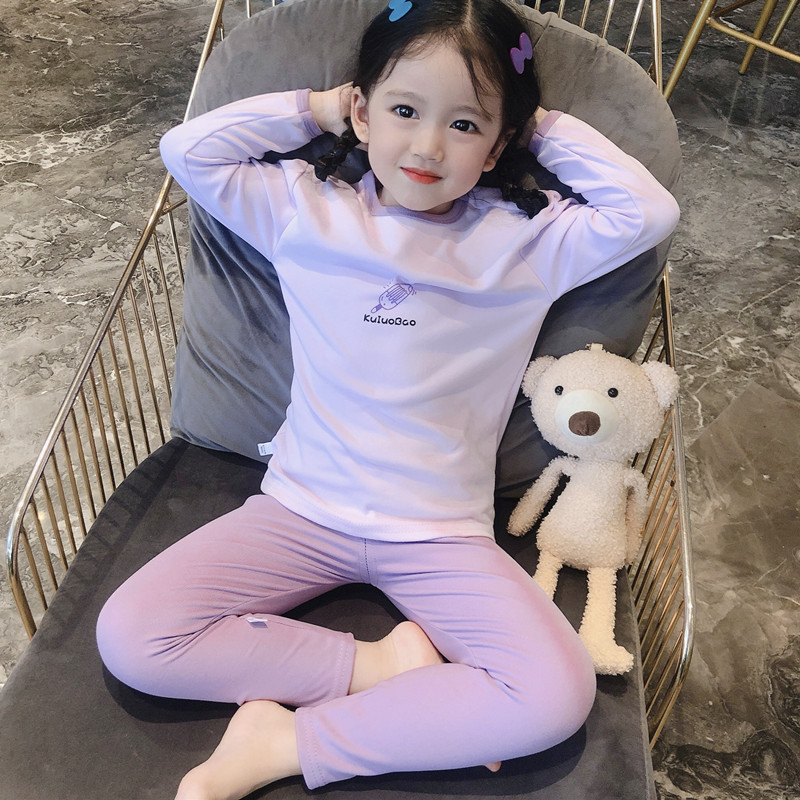 Primavera y otoño para niños nuevo traje de ropa interior térmica ropa de otoño para niños pantalones largos ropa infantil de dibujos animados conjunto de dos piezas al por mayor