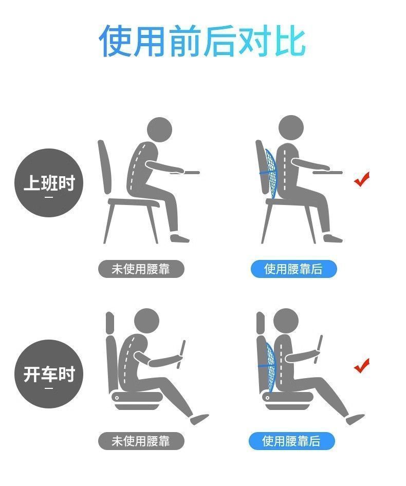 Car Lumbar Support Cushion with Wooden Beads, Breathable, Massage, Office, Car Seat, Summer Backrest, Waist Support for Vehicle Use