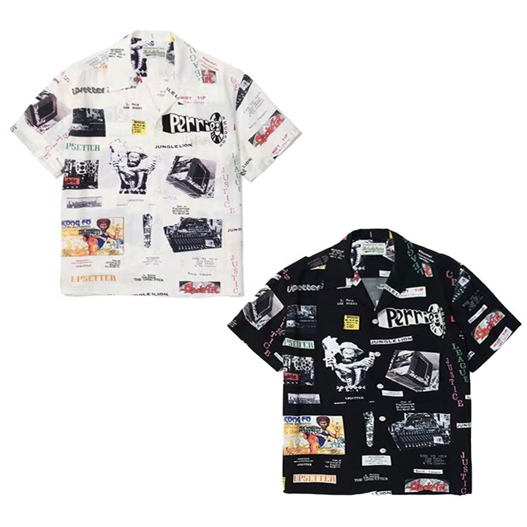 GUILTYPARTIES TIGER Reggae Element LEE PERRY Joint Hawaiian Short Sleeve Shirt Male