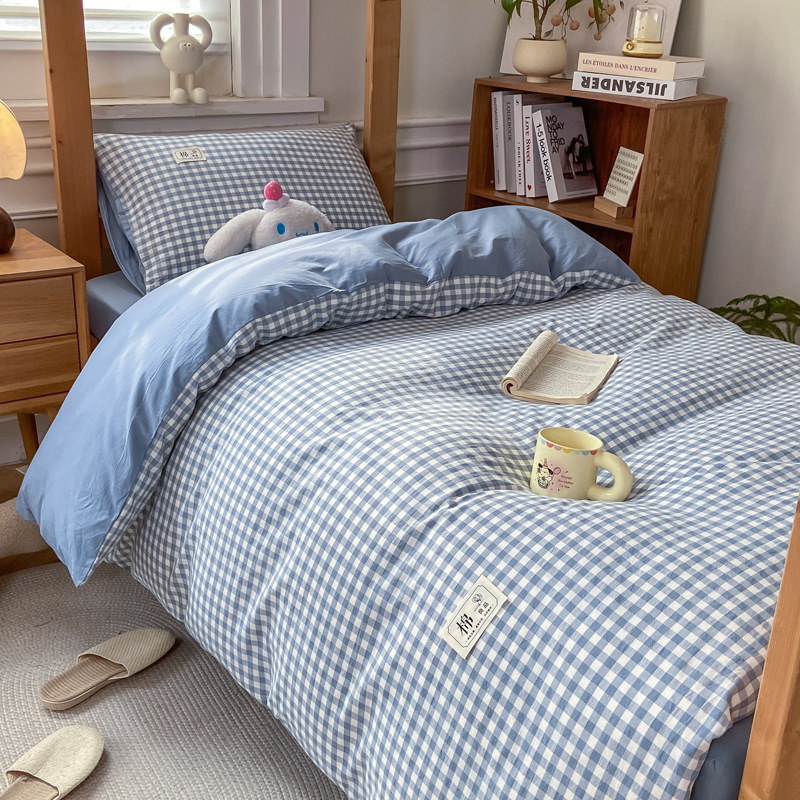 2025 nueva cama de dormitorio de algodón de tres piezas, cama de dormitorio de algodón para estudiantes, funda de edredón individual, funda de cama, funda de edredón