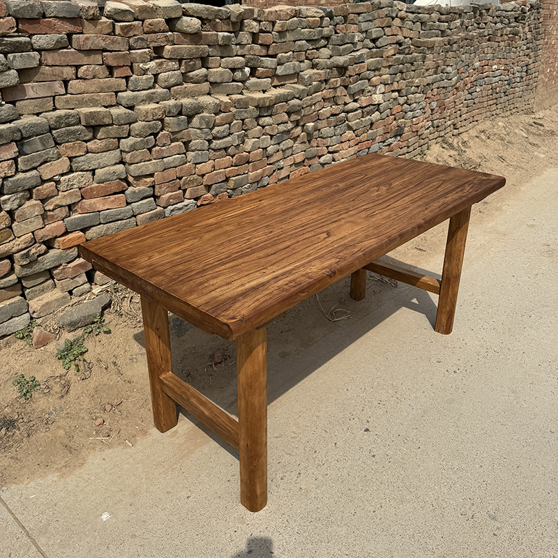 Old Elm Retro Tea Table Solid Wood Dining Table Solid Wood Bar Desk Table Home Long Table Tea Table Simple Desktop Panel