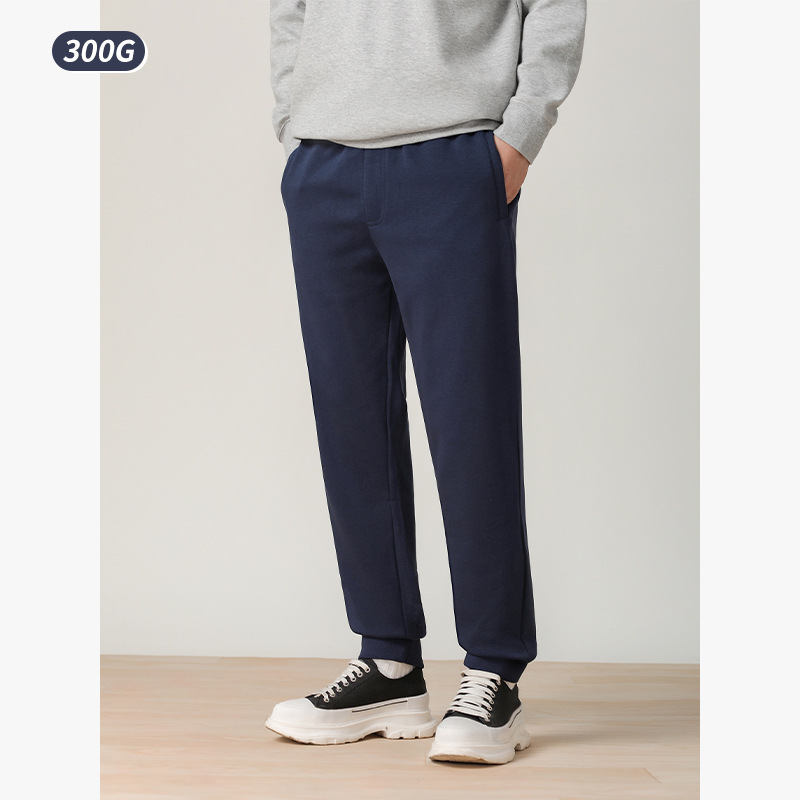 300g tela antibacteriana cremallera casual sweatpants hombres de alta cintura punto pantalones otoño nueva pareja básica