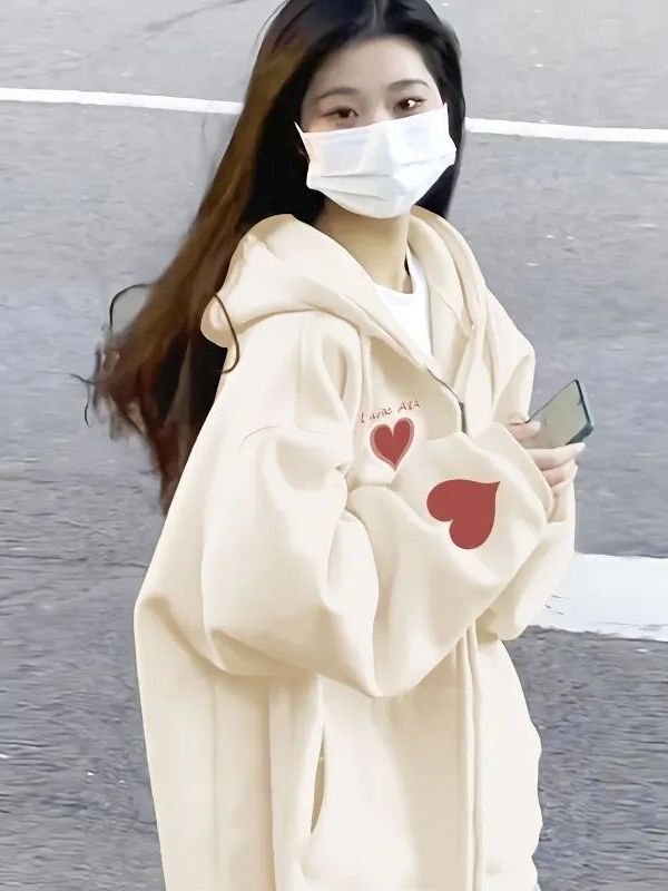 连帽卫衣女2025新款秋季上衣小个子韩系慵懒风加绒开衫拉链外套|undefined