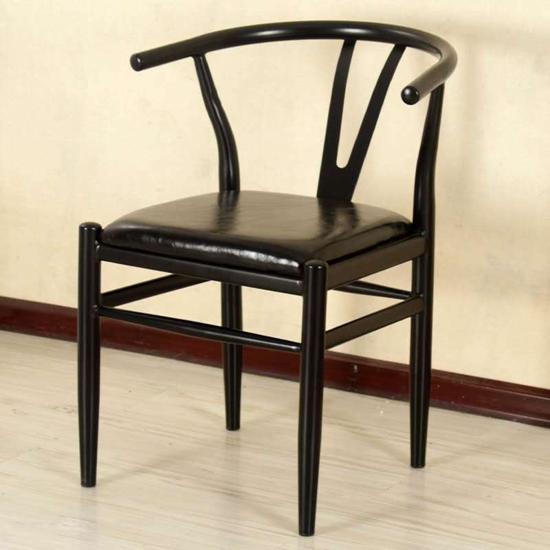 블랙 프레임 페인트 블랙 가죽 아이언 태시 의자 강화 버전