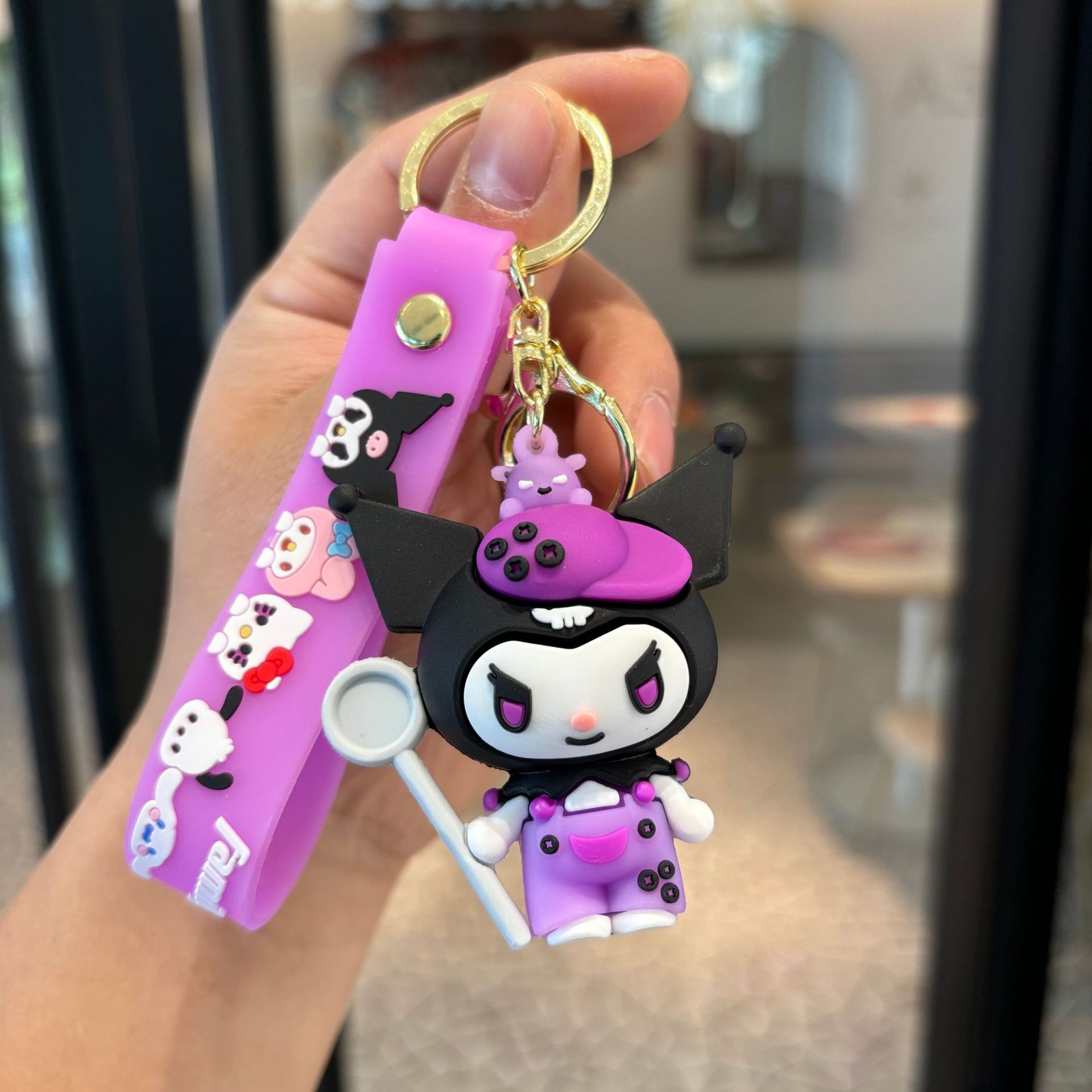 Cartoon Kulomi llavero Sanrio colgante de muñeca mochila de coche colgante máquina para agarrar bebé pequeño regalo al por mayor