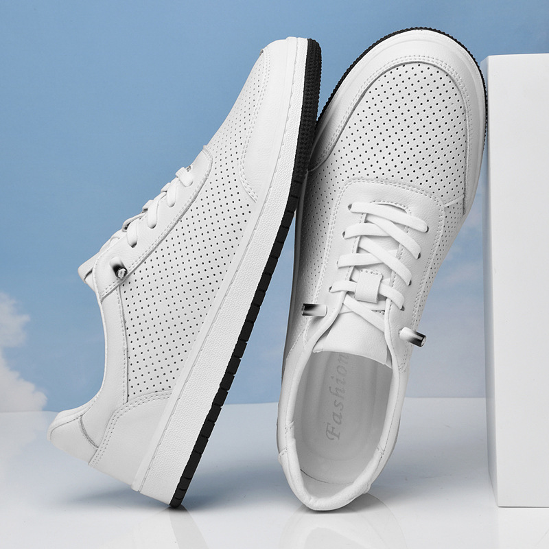 Baskets homme blanches respirantes décontractées pour été_voghion.com