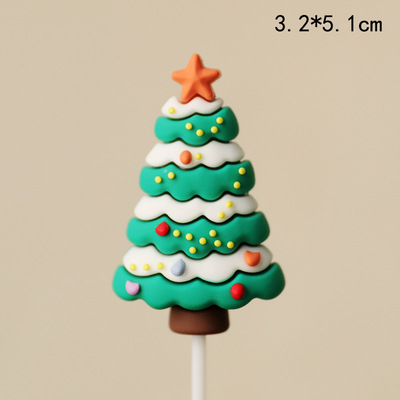 2024 decoración de pastel de Navidad árbol de Navidad anillo de césped pegamento suave Santa Claus decoración de copo de nieve plug-in de Navidad