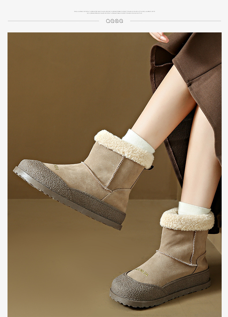 Women's Ankle Boots Plush Thickened Lamb Wool Autumn Winter_voghion.com
