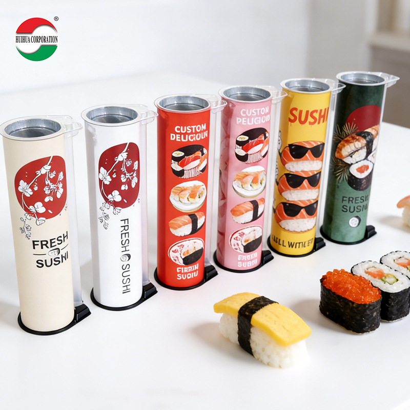 Fábrica de stock tubular de sushi con tubo de salsa 52mm de calibre de sushi envases de papel de grado alimenticio para llevar sushi image 6
