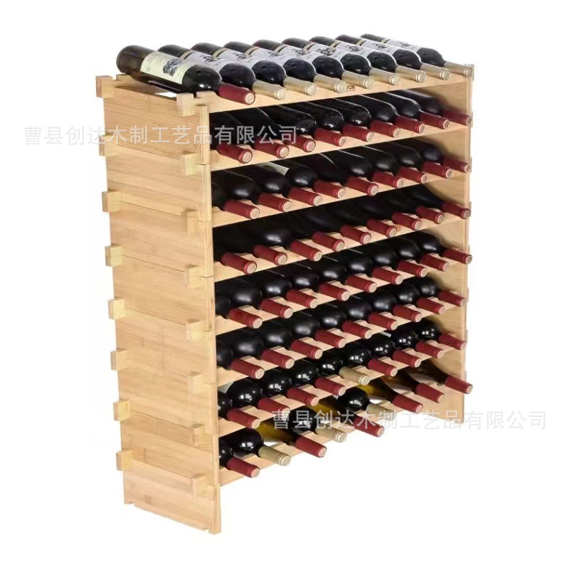 Cross-Border Wooden Stackable Wine Rack Home Wine Cabinet Floor-Standing Creative Multi-Layer Wine Rack Wine Display Rack