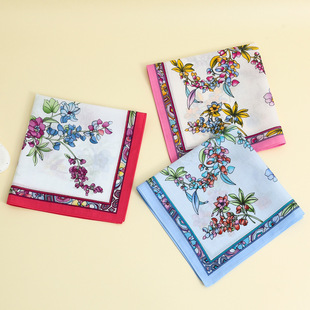 Women's Pure Cotton Printed Handkerchief, Soft and Comfortable Cotton Handkerchief, Summer Thin Sweat-Wiping Handkerchief, Scarf, Neck Scarf