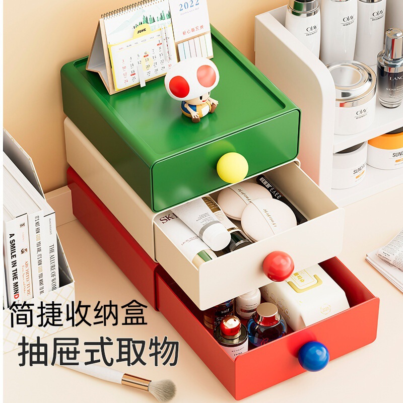 化粧品デスクトップ引き出し収納ボックスドレッシングテーブルドーパミンかわいい整理ボックスデスク収納ラックスキンケア製品|undefined