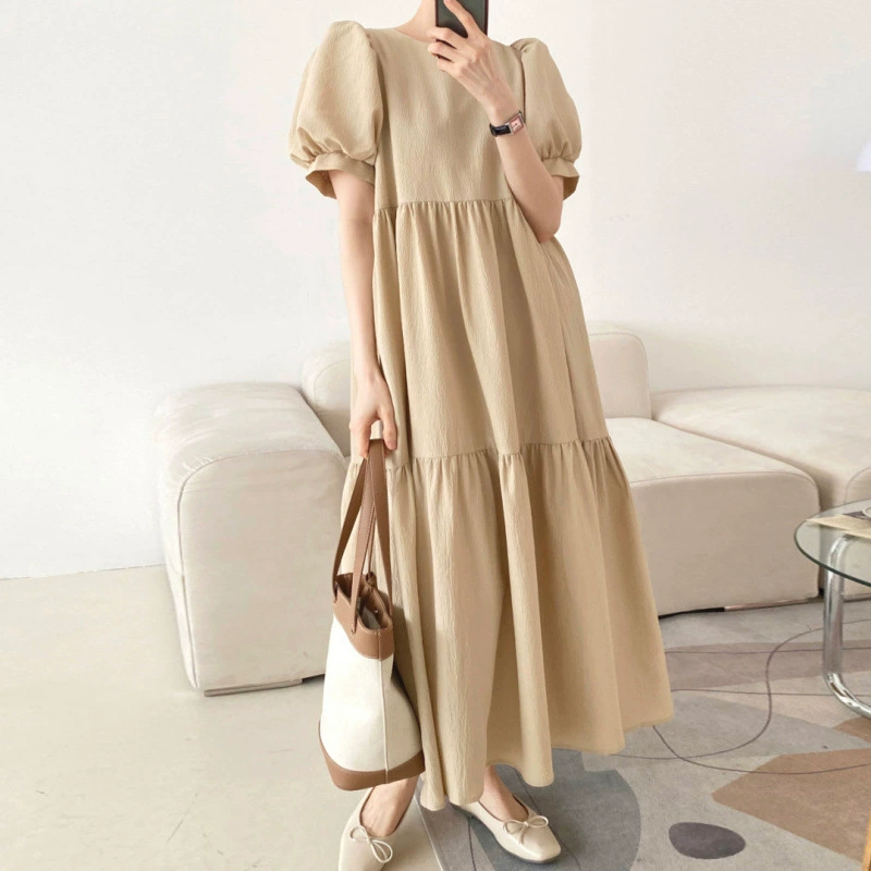 Корейское шикарное французское ретро-платье с пышными рукавами и широким подолом